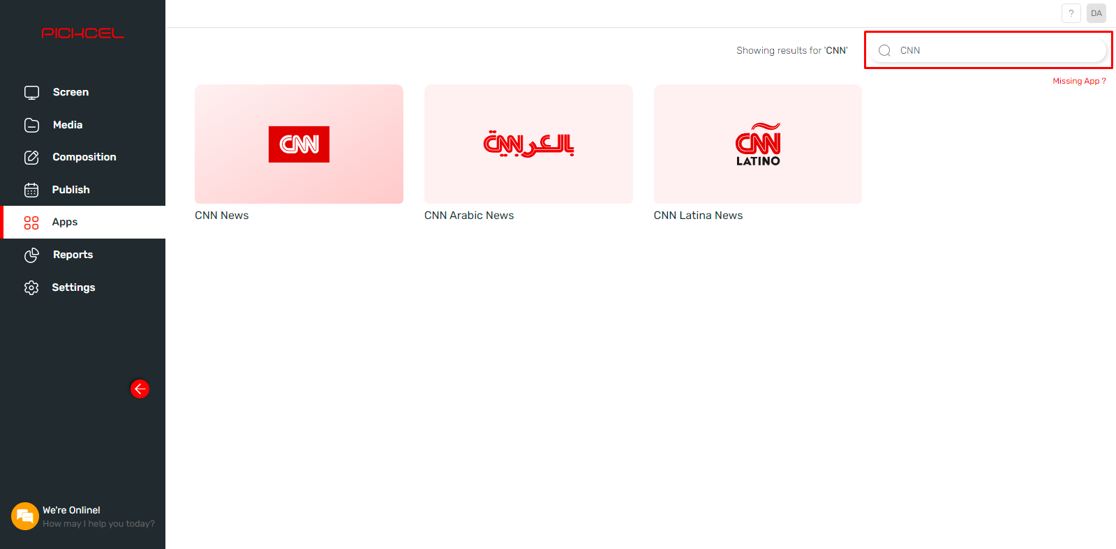 How To Add The CNN News App From Pickcel Digital Signage App Store?